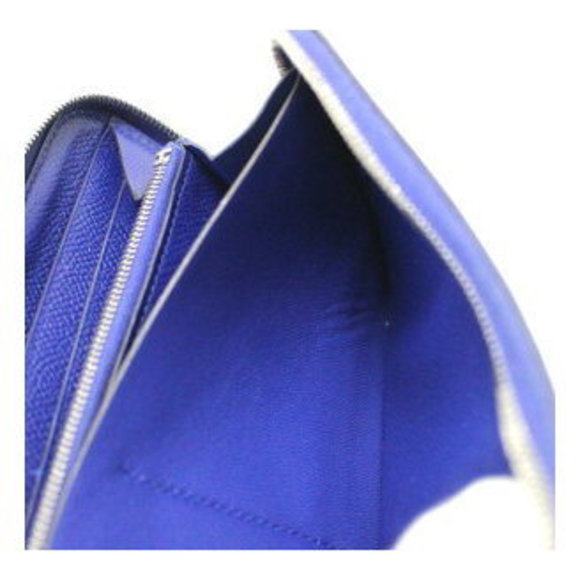 HERMES Azap Long Wallet All Leather Blue Electric Stamped A - Picture 8 of 8